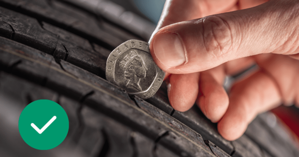 Inspecting tyre tread depth for MOT preparation