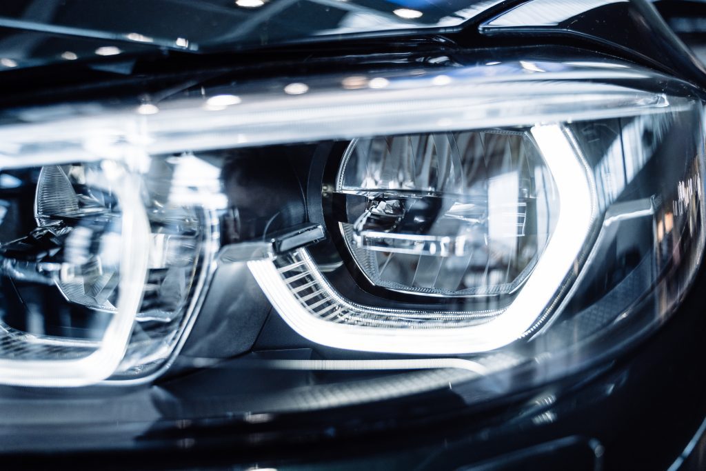 Checking car headlights for MOT test